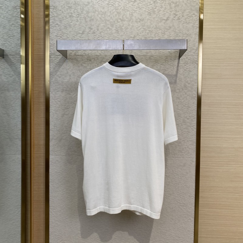 LV Leopard Letter Appliqu?? Short Sleeve Crew Neck T-Shirt 1