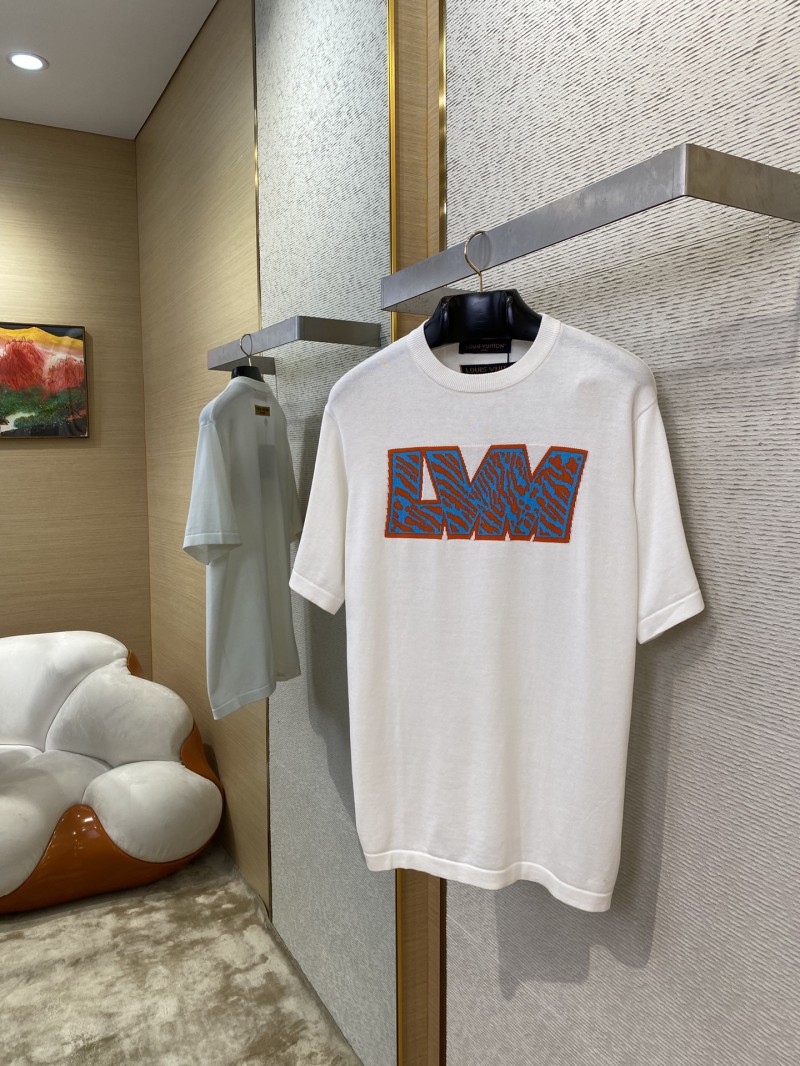 LV Leopard Letter Appliqu?? Short Sleeve Crew Neck T-Shirt 2