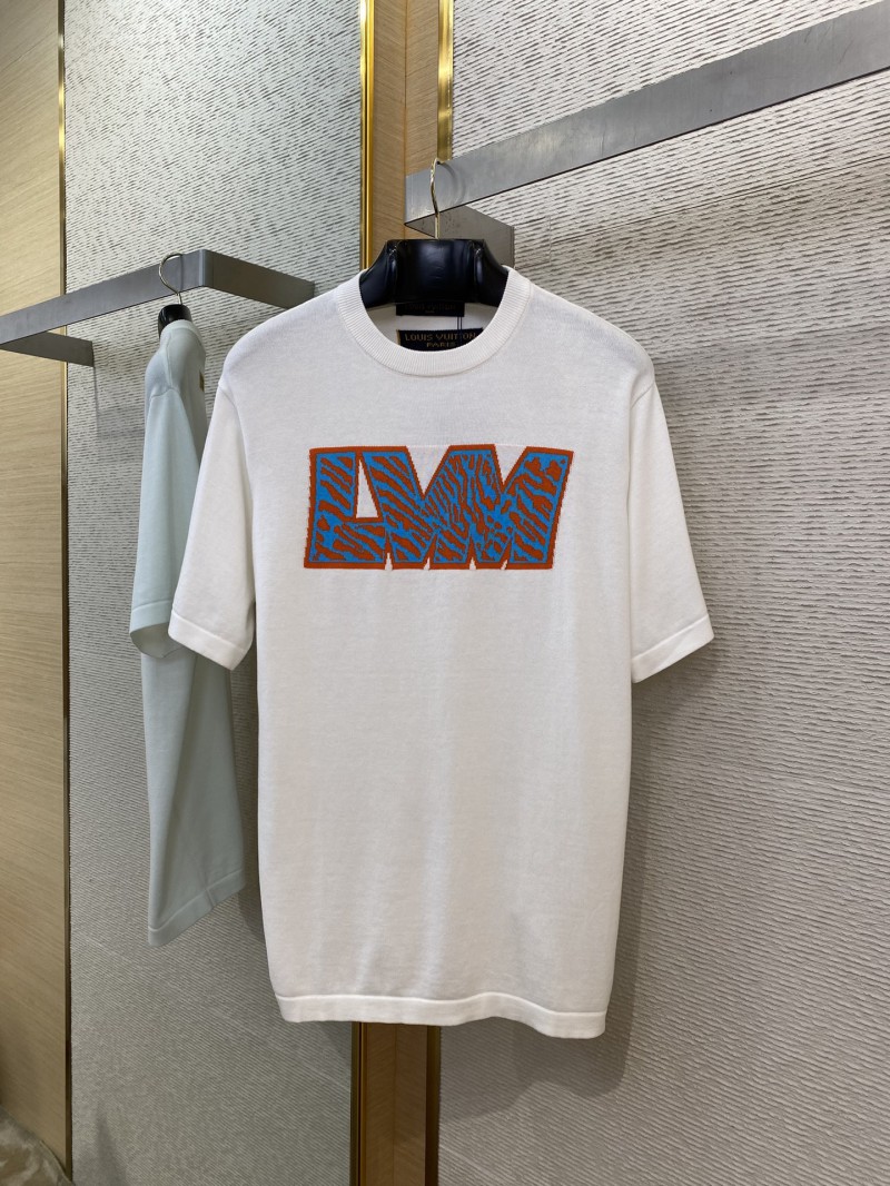 LV Leopard Letter Appliqu?? Short Sleeve Crew Neck T-Shirt 4