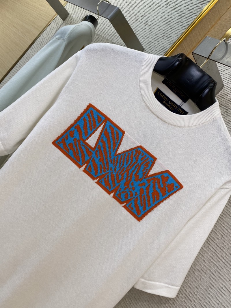LV Leopard Letter Appliqu?? Short Sleeve Crew Neck T-Shirt 5