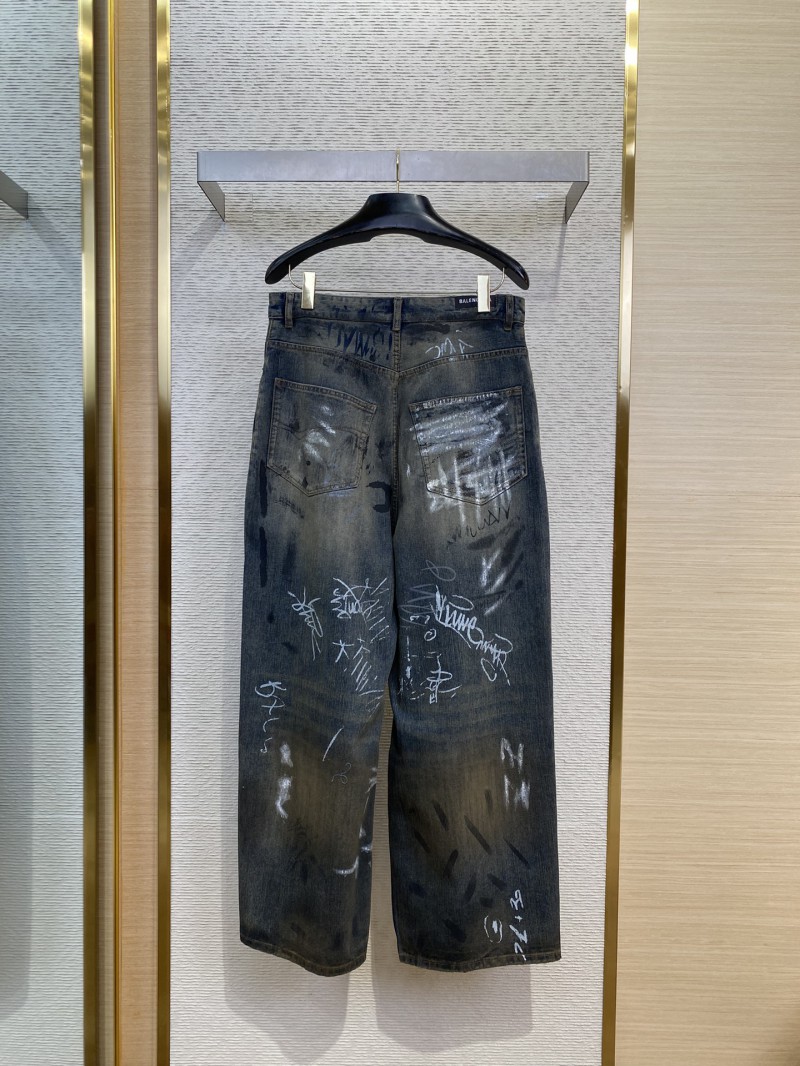 Balenciaga hand-painted washed baggy jeans 1