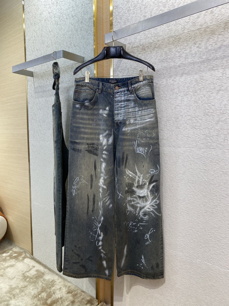 Balenciaga hand-painted washed baggy jeans 4
