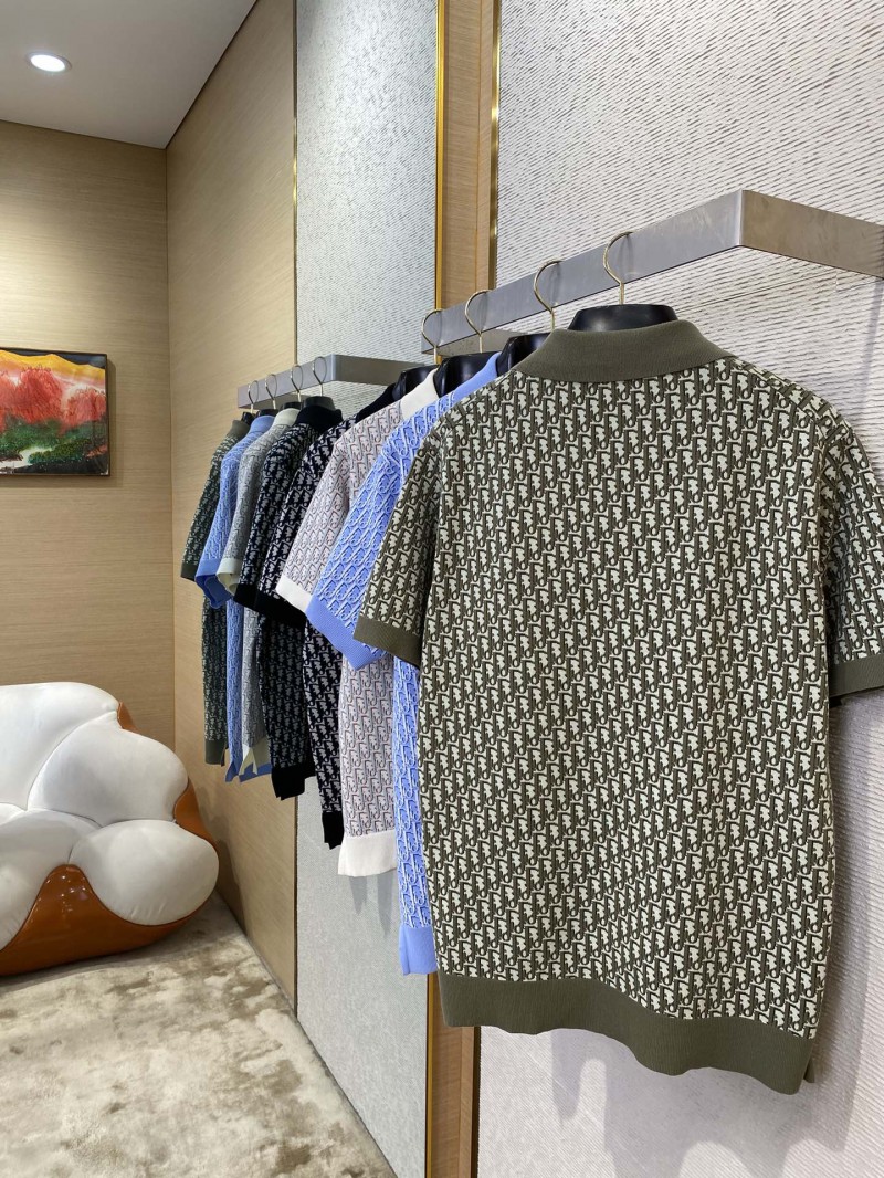 Dior Knitted Jacquard Polo Shirt Green 3