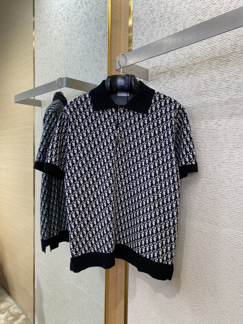 Dior Knitted Jacquard Polo Shirt Black 4