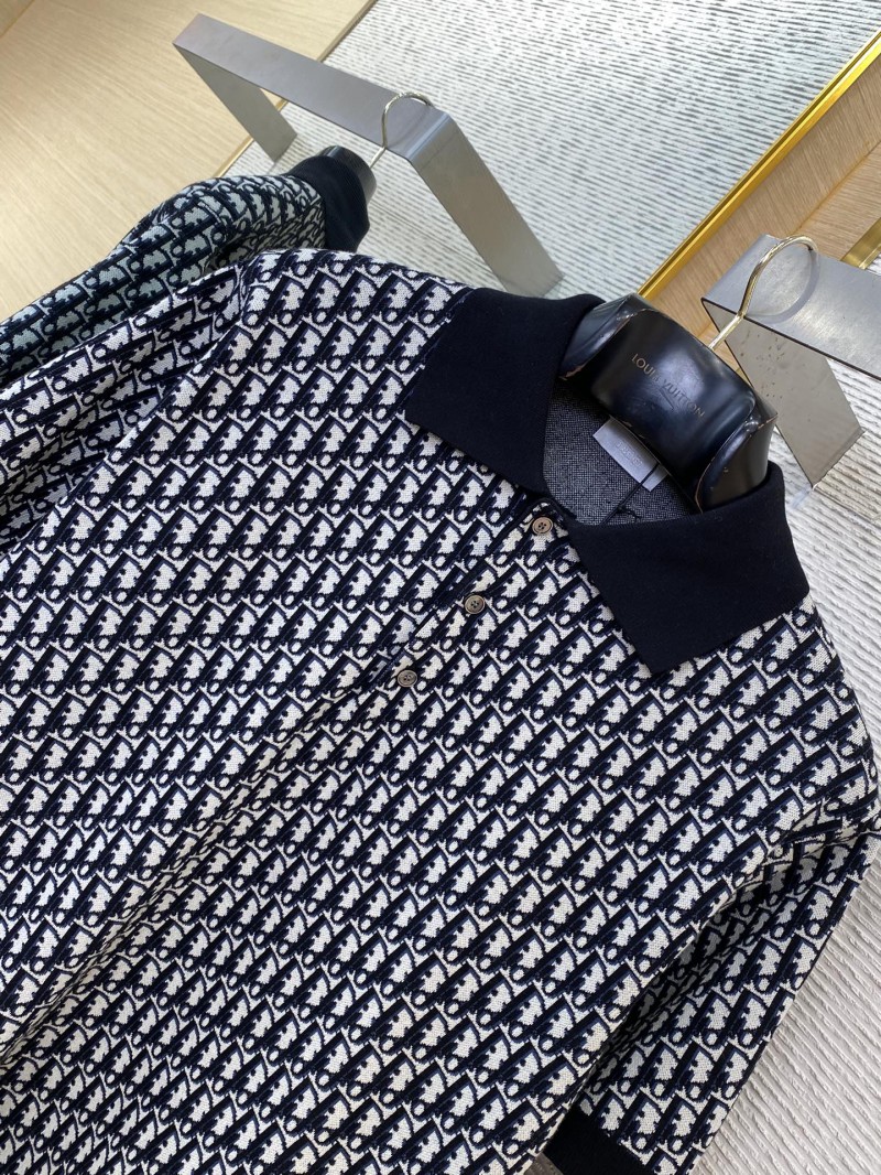 Dior Knitted Jacquard Polo Shirt Black 5