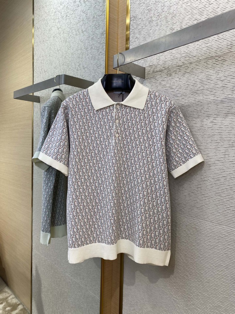 Dior Knitted Jacquard Polo Shirt White 4