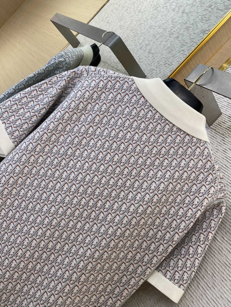 Dior Knitted Jacquard Polo Shirt White 7