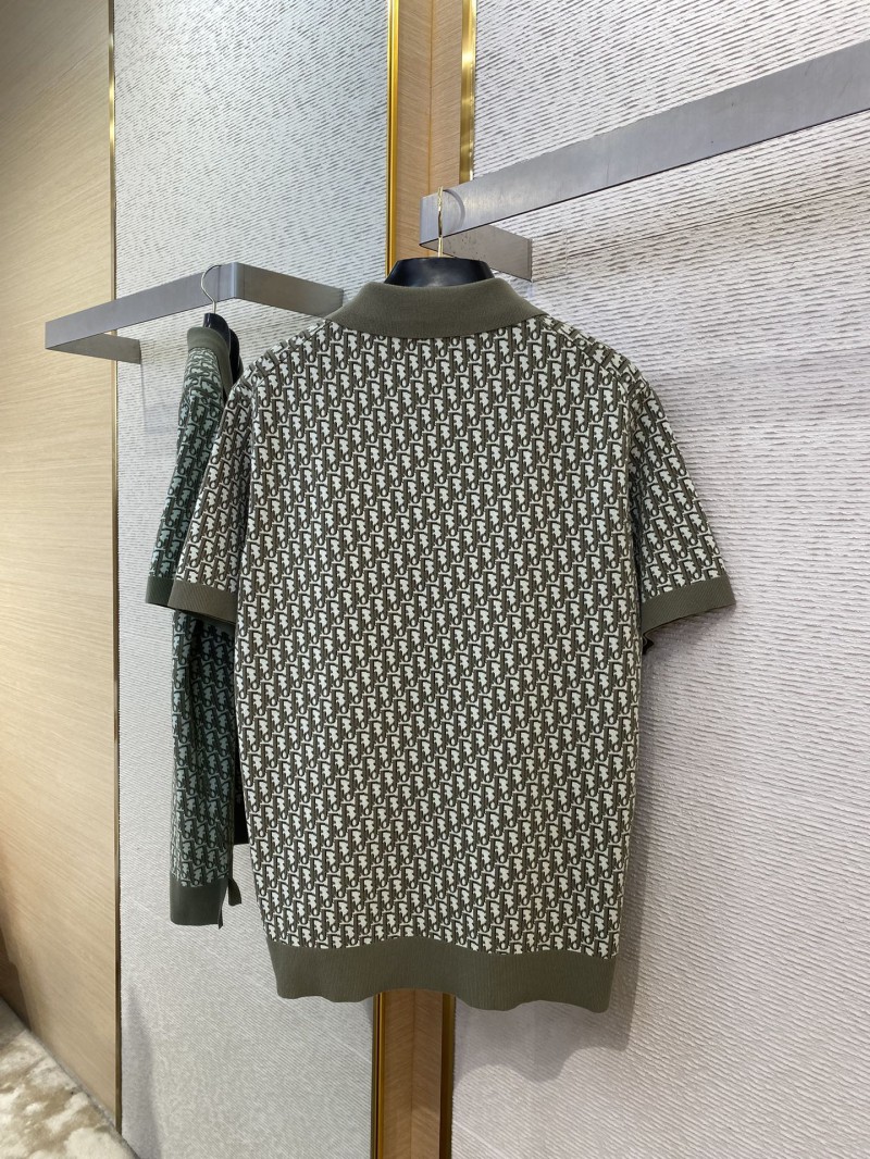 Dior Knitted Jacquard Polo Shirt Green 6