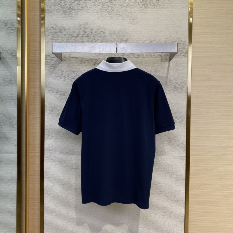 Miu Miu Colour Block Collar Beaded Short Sleeve Polo Shirt 1