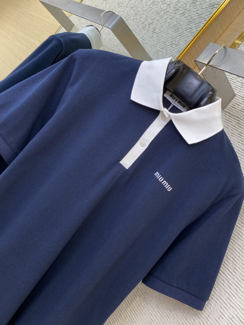 Miu Miu Colour Block Collar Beaded Short Sleeve Polo Shirt 5