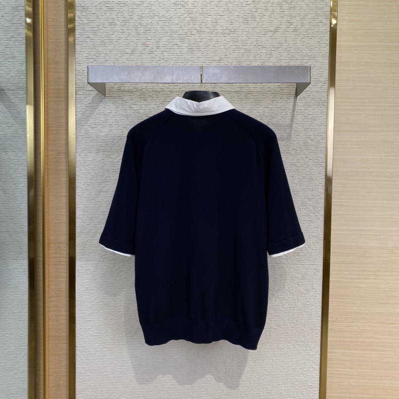 LV embroidered pearl button polo shirt 1