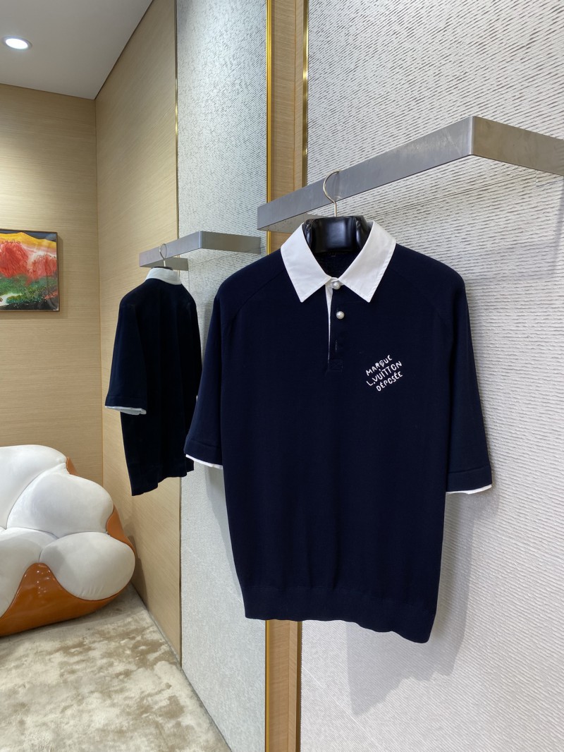 LV embroidered pearl button polo shirt 2