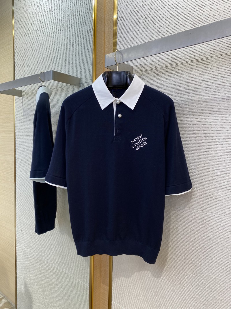 LV embroidered pearl button polo shirt 4