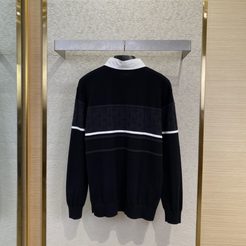 LV Flap neck jacquard long sleeve polo shirt 1