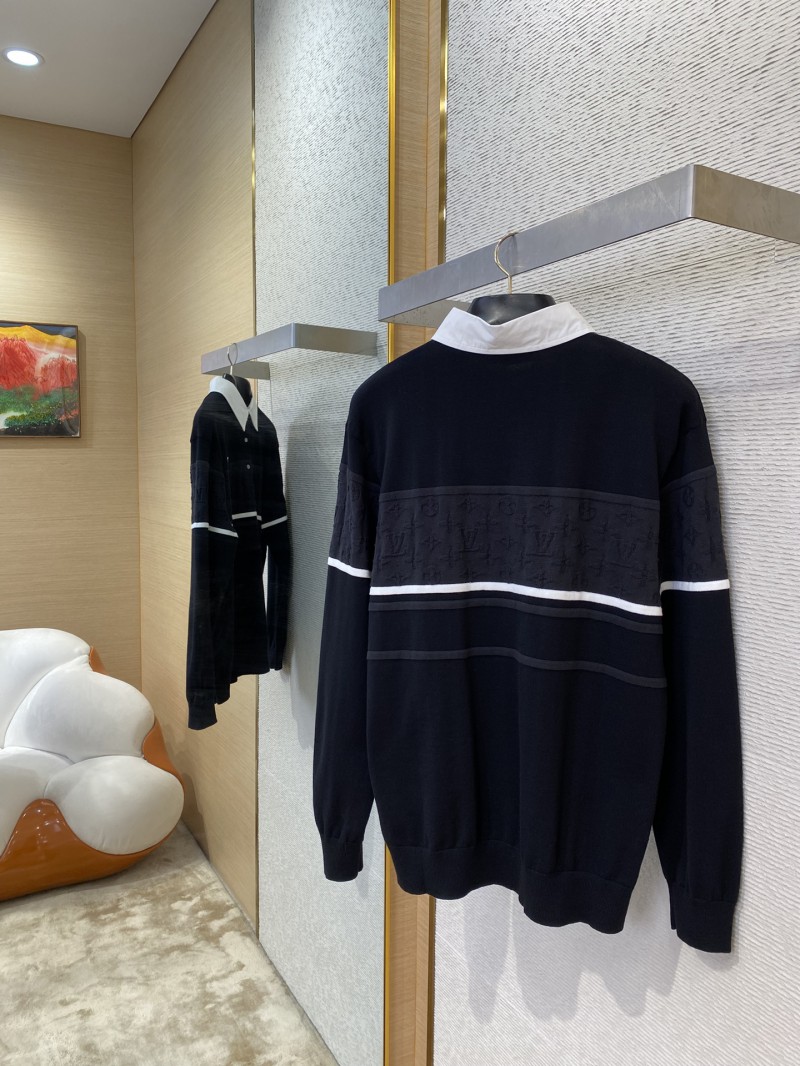 LV Flap neck jacquard long sleeve polo shirt 3