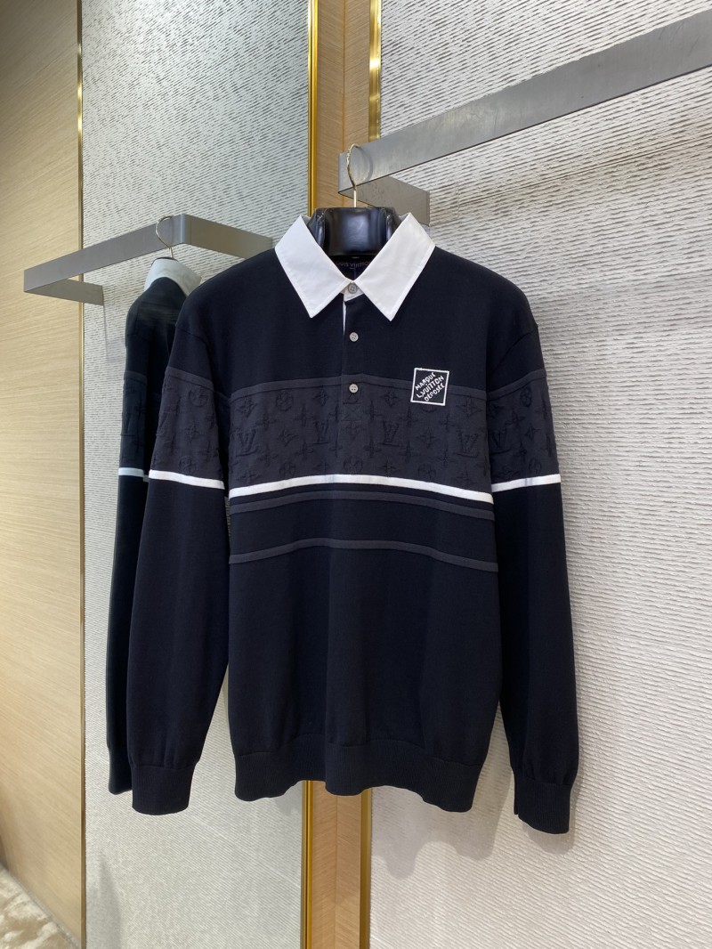 LV Flap neck jacquard long sleeve polo shirt 4