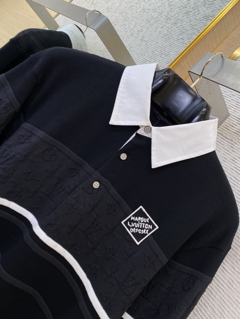 LV Flap neck jacquard long sleeve polo shirt 5