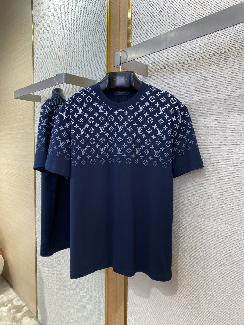 LV Classic Gradient Cotton Round Neck Short Sleeve Navy 4