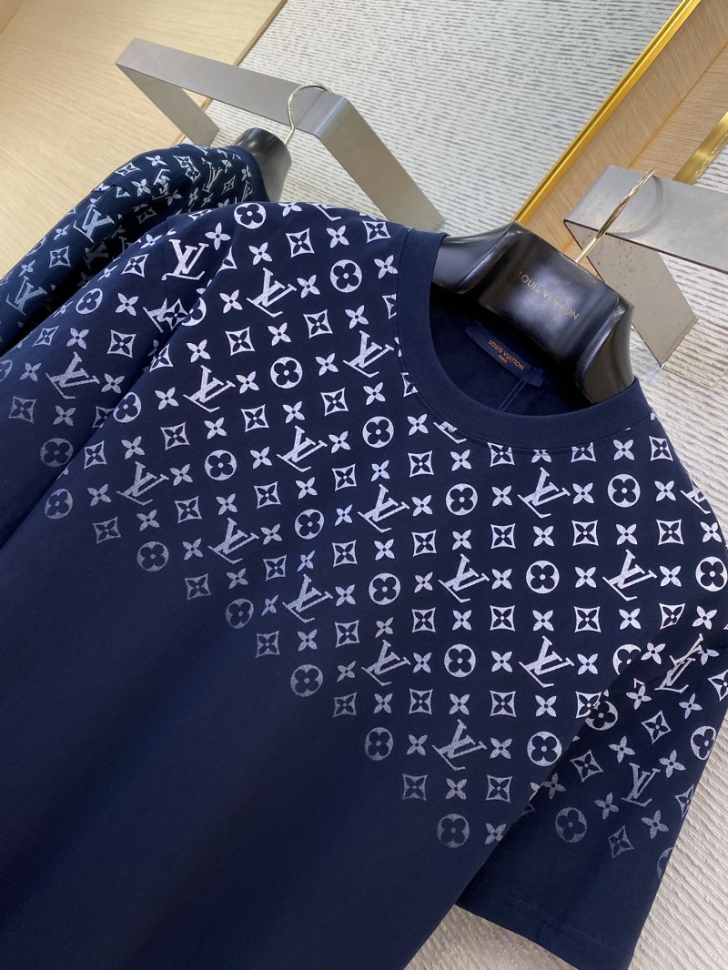 LV Classic Gradient Cotton Round Neck Short Sleeve Navy 5