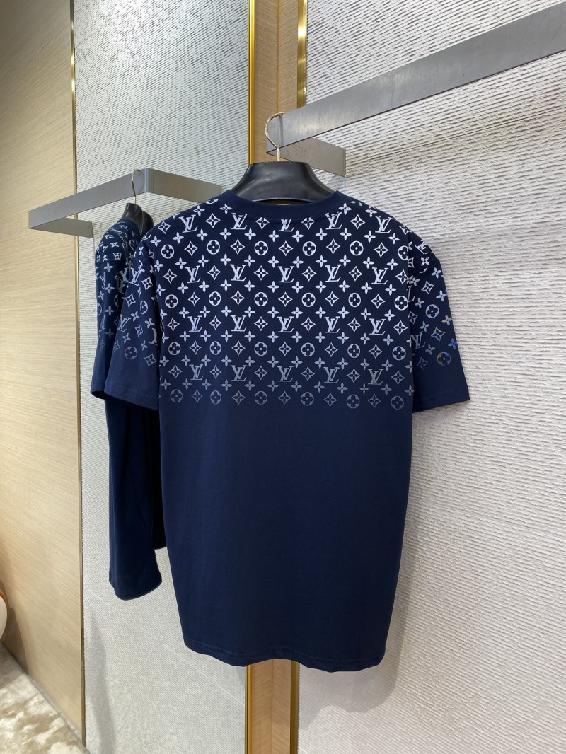 LV Classic Gradient Cotton Round Neck Short Sleeve Navy 6