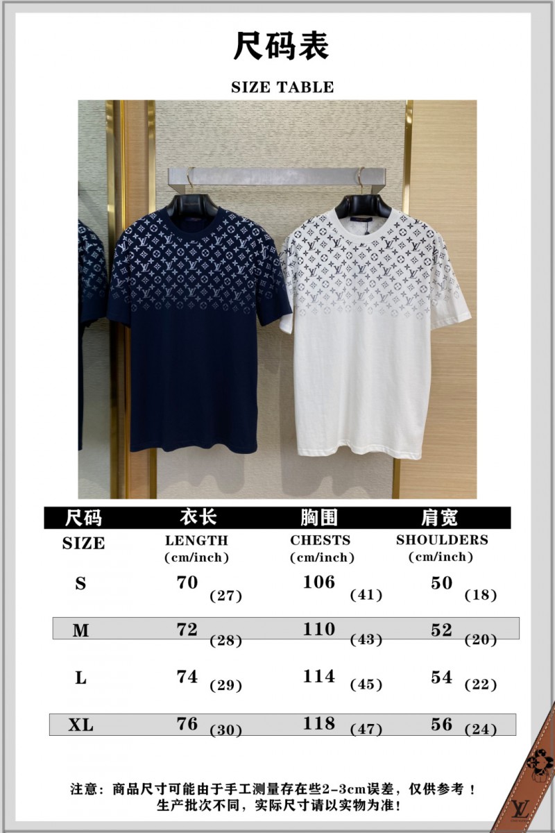 LV Classic Gradient Cotton Round Neck Short Sleeve White 9