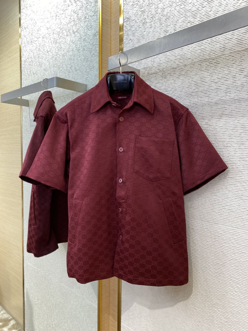 Gucci lapel all-over print short-sleeved shirt jacket Red 4