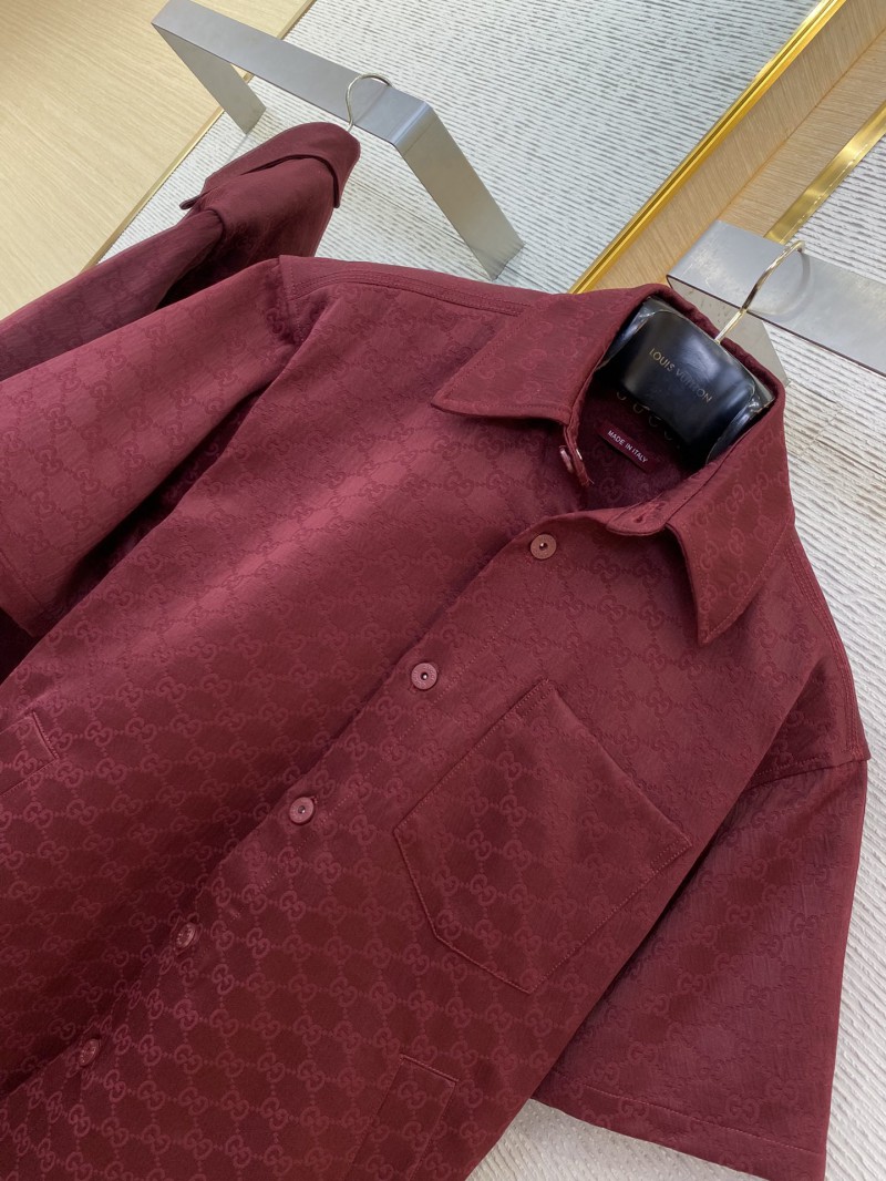 Gucci lapel all-over print short-sleeved shirt jacket Red 5