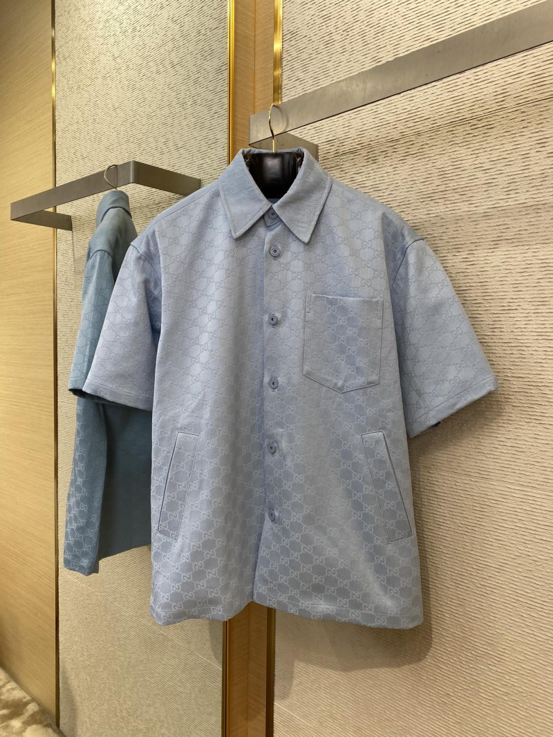Gucci lapel all-over print short-sleeved shirt jacket Blue 4