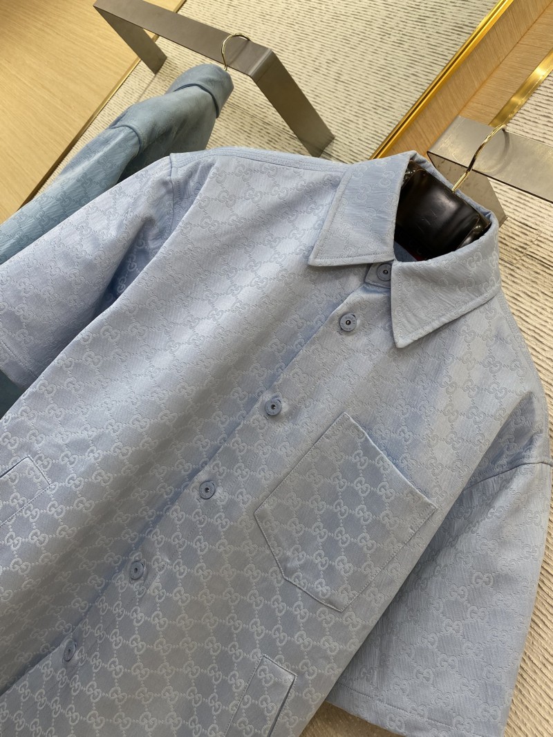 Gucci lapel all-over print short-sleeved shirt jacket Blue 5