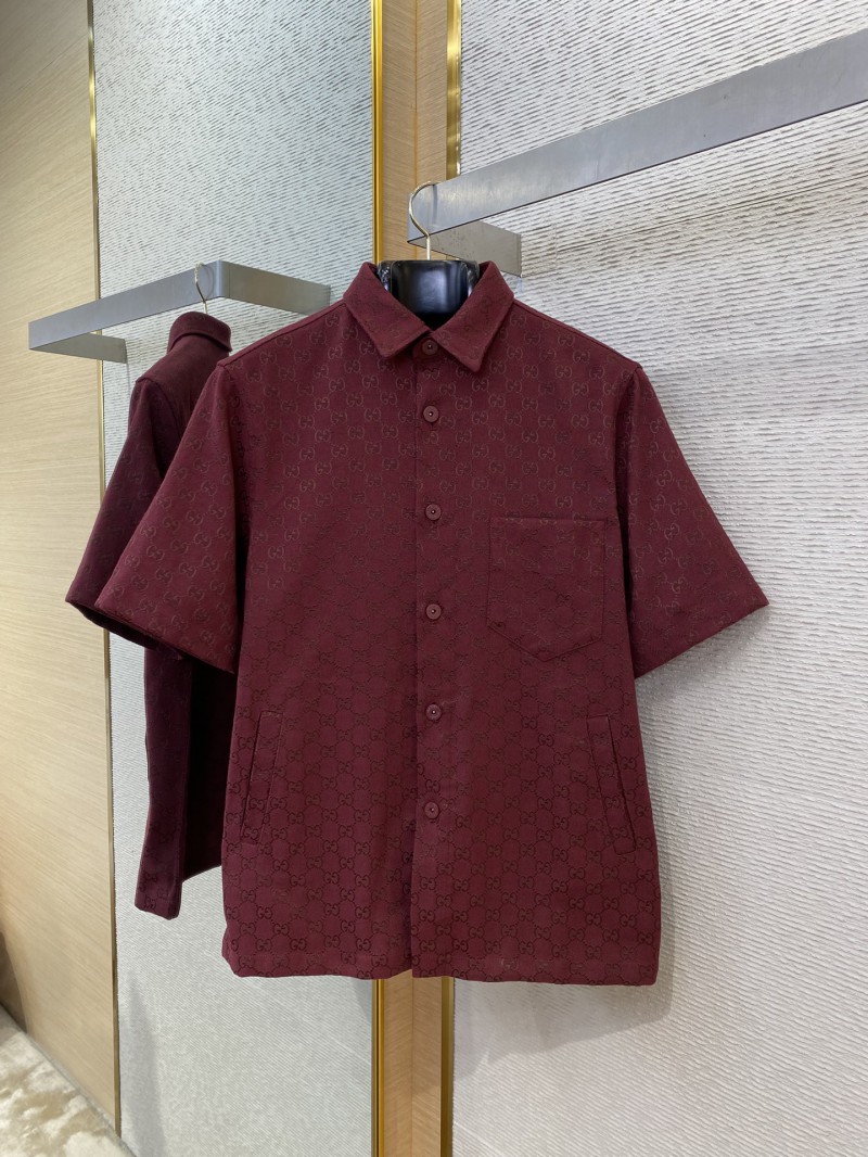 Gucci GG Jacquard Short Sleeve Shirt Red 4