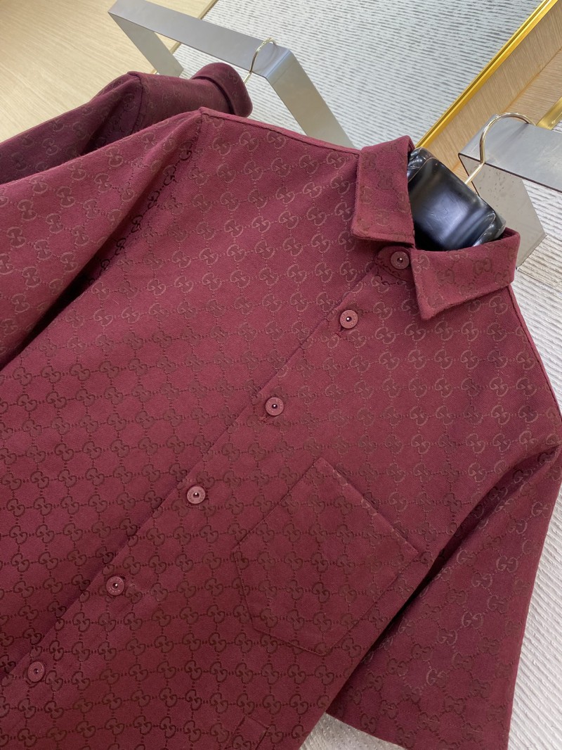 Gucci GG Jacquard Short Sleeve Shirt Red 5