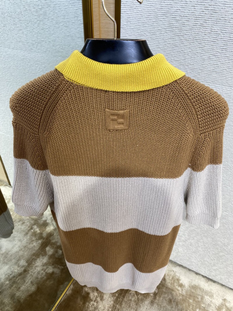 Fendi emblem embroidered short-sleeved knitted polo shirt 7