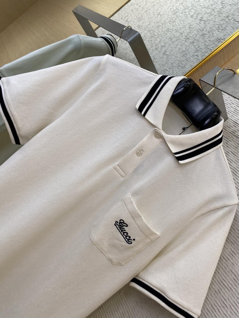 Gucci Logo Embroidered Polo Shirt White 5