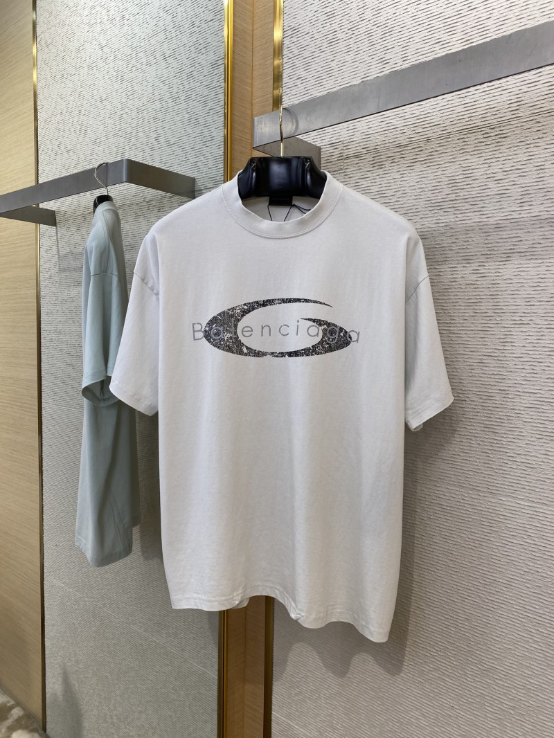 Balenciaga Logo Cracked Letter Print Short Sleeve T-Shirt White 4