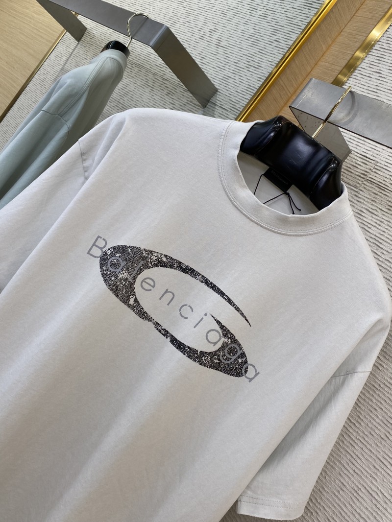 Balenciaga Logo Cracked Letter Print Short Sleeve T-Shirt White 5
