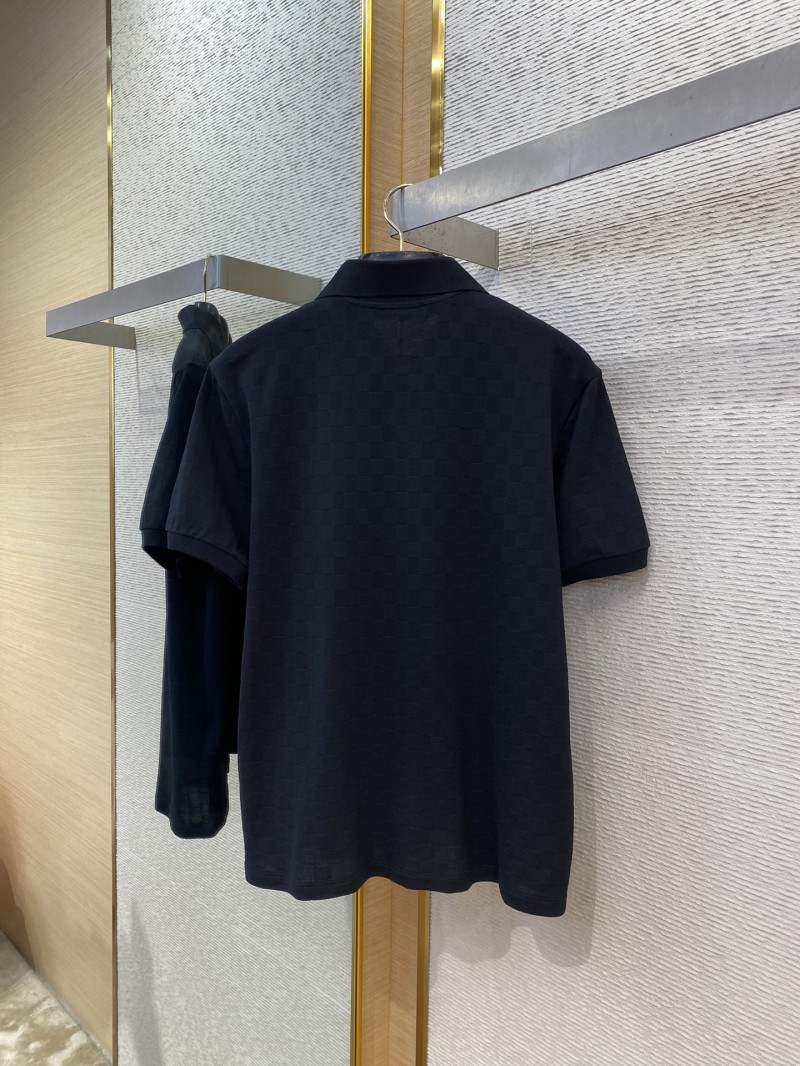 LV Tessellated Logo Embroidered Polo Shirt Black 6
