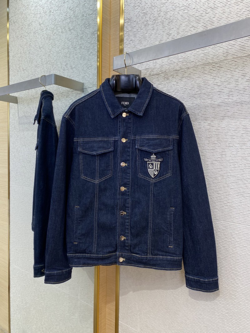 Fendi Medallion Embroidered Denim Jacket 4