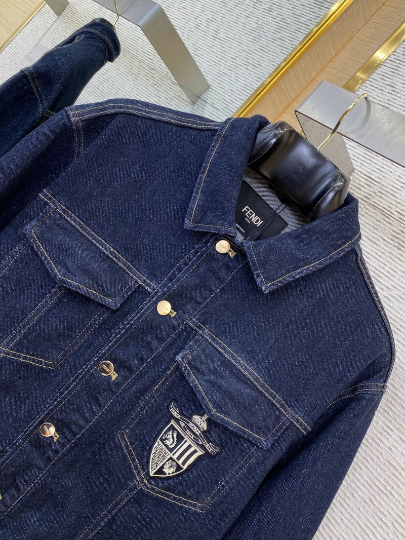 Fendi Medallion Embroidered Denim Jacket 5