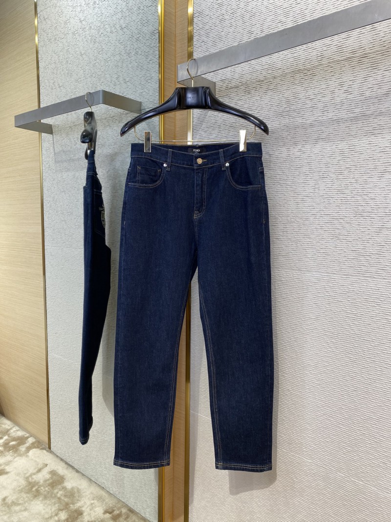 Fendi Medallion Embroidered Denim Trousers 4
