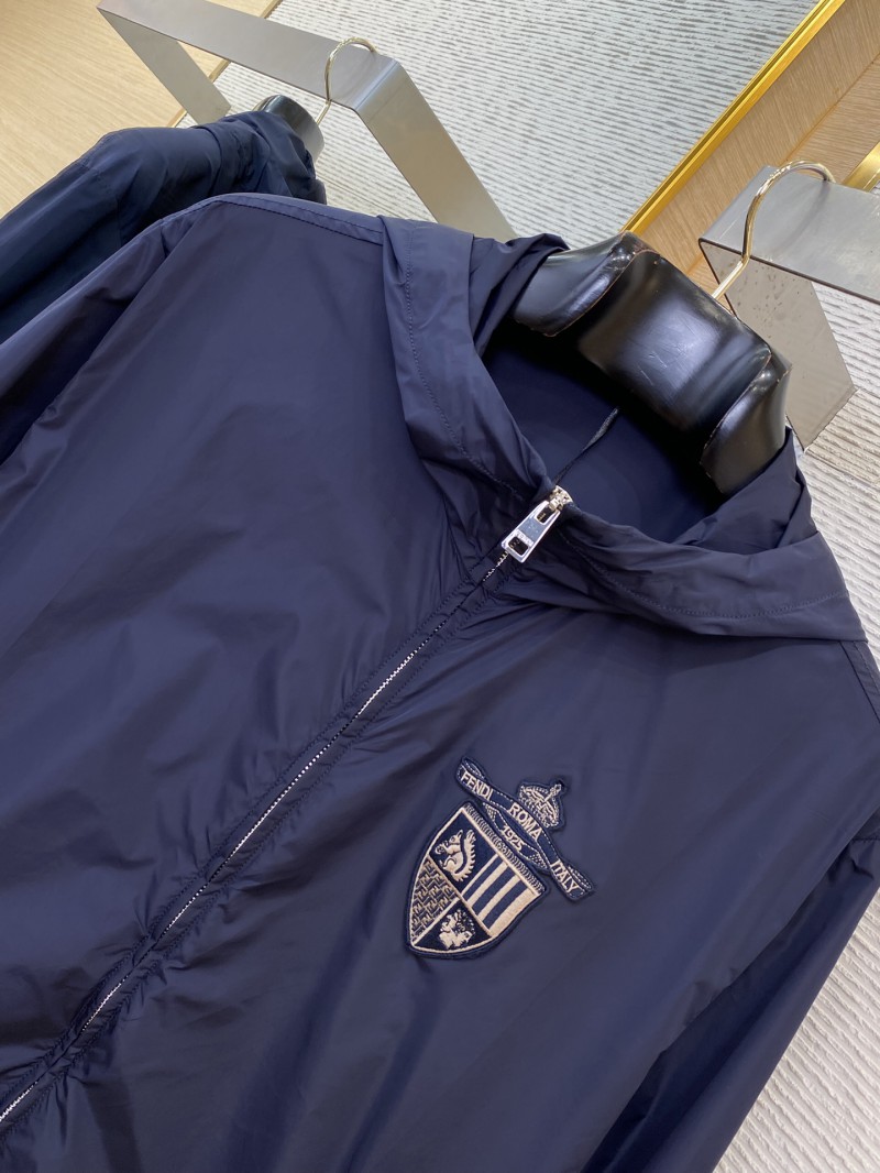Fendi Badge Embroidered Hooded Jacket Coat 5