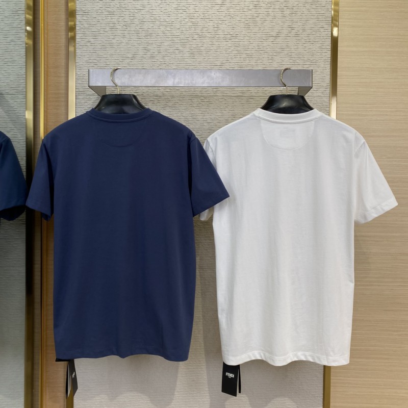 Fendi Chest Logo Embroidery Short Sleeve T-Shirt White 1