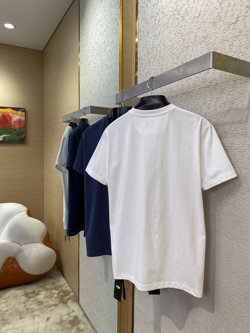 Fendi Chest Logo Embroidery Short Sleeve T-Shirt Navy 3