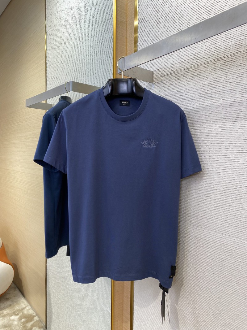 Fendi Chest Logo Embroidery Short Sleeve T-Shirt Navy 4