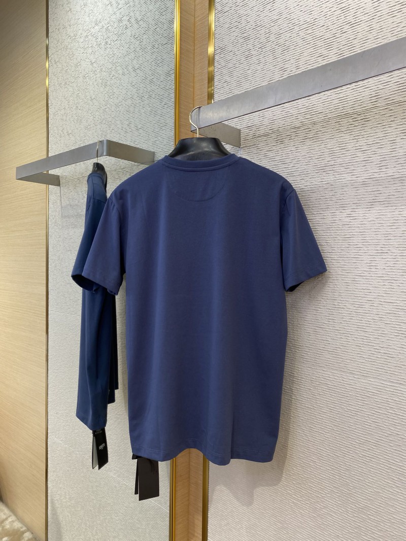 Fendi Chest Logo Embroidery Short Sleeve T-Shirt Navy 6