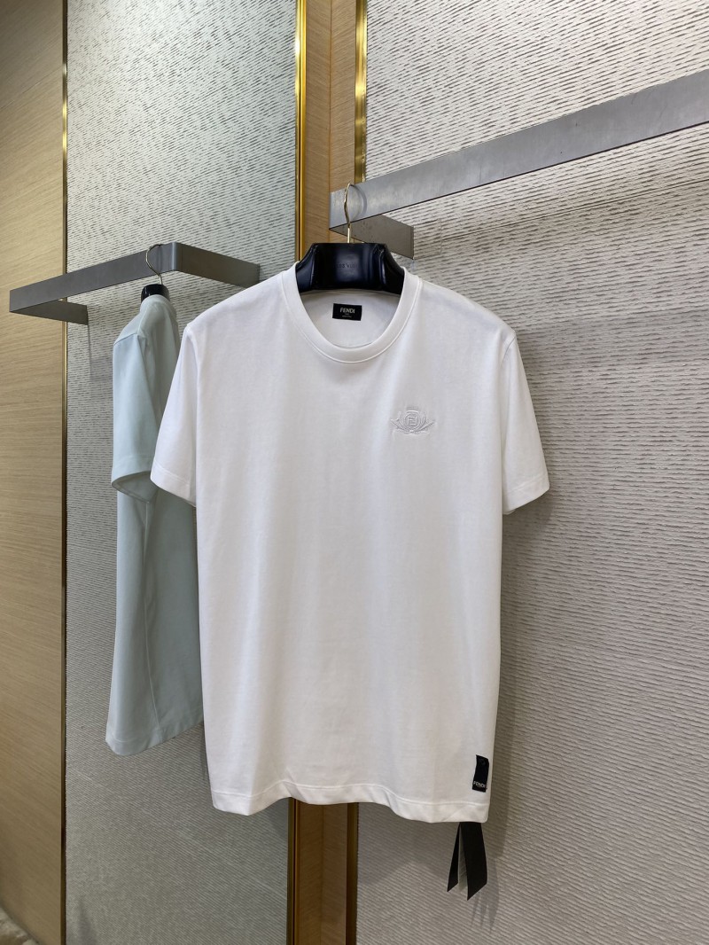 Fendi Chest Logo Embroidery Short Sleeve T-Shirt White 4