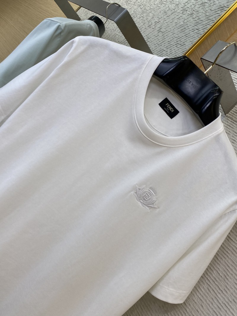Fendi Chest Logo Embroidery Short Sleeve T-Shirt White 5