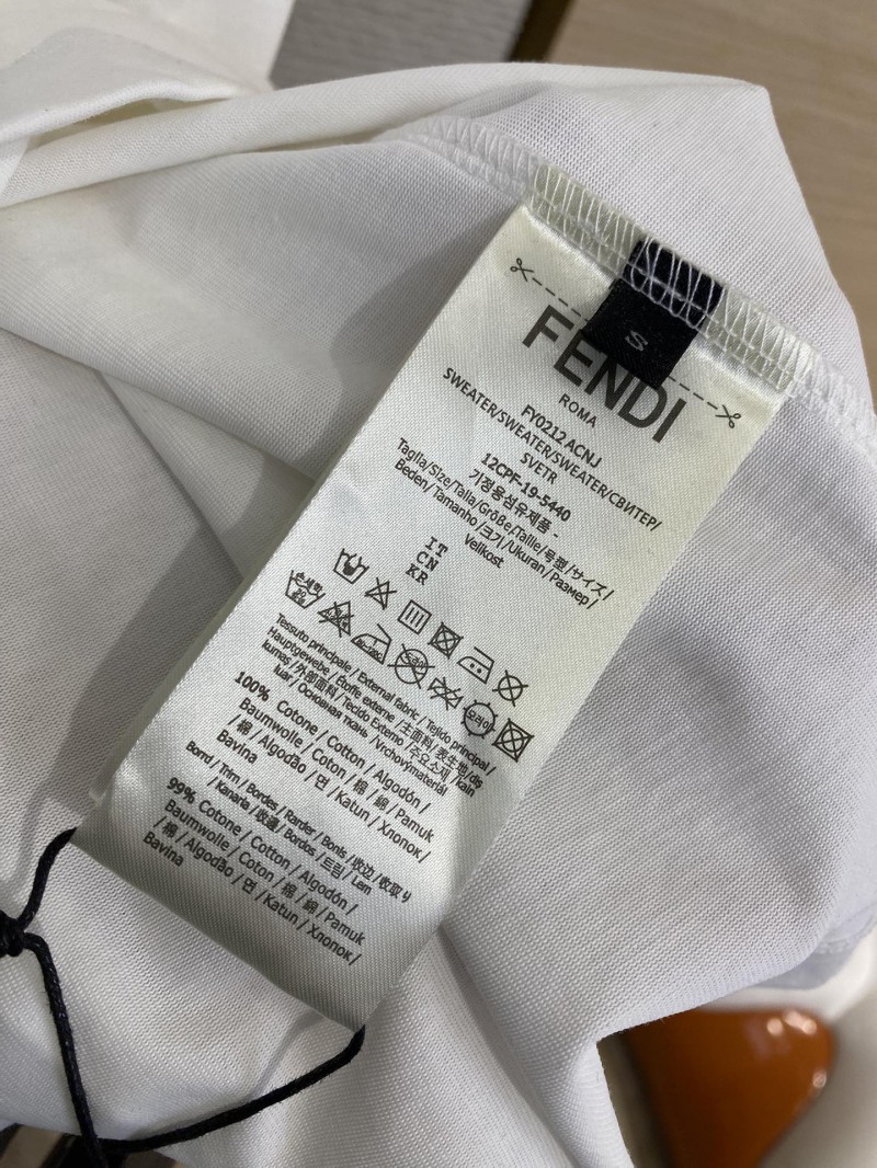 Fendi Chest Logo Embroidery Short Sleeve T-Shirt Navy 8