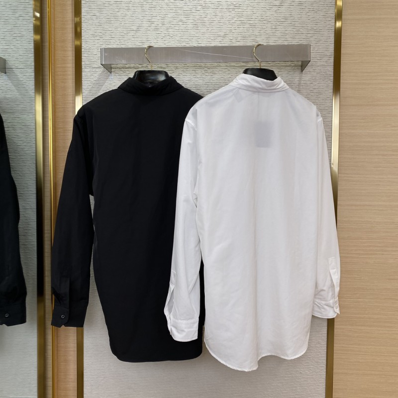 Prada Collar Triangle Logo Shirt White 1