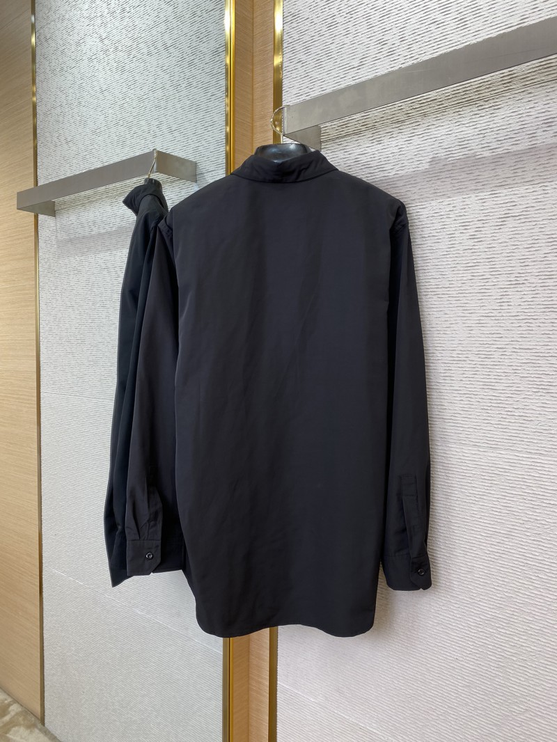 Prada Collar Triangle Logo Shirt Black 5