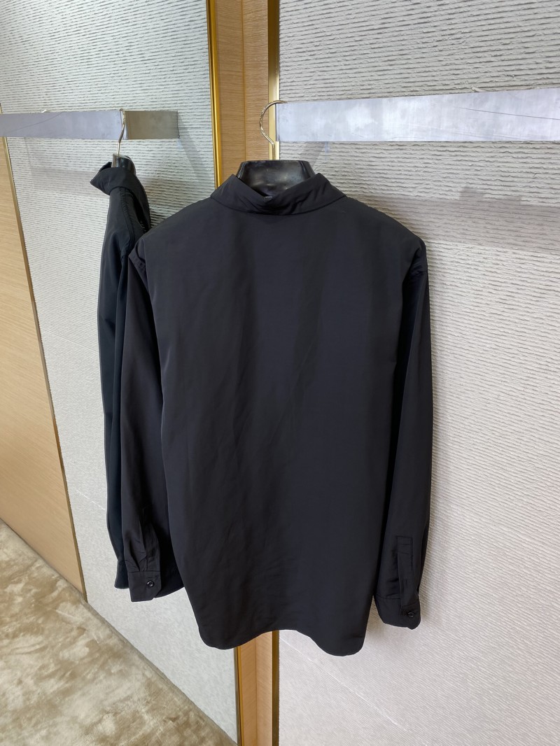 Prada Collar Triangle Logo Shirt Black 7